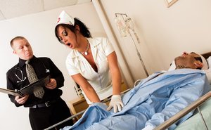 Awesome milf nurse in hot uniform Victoria Rose plays with a toy